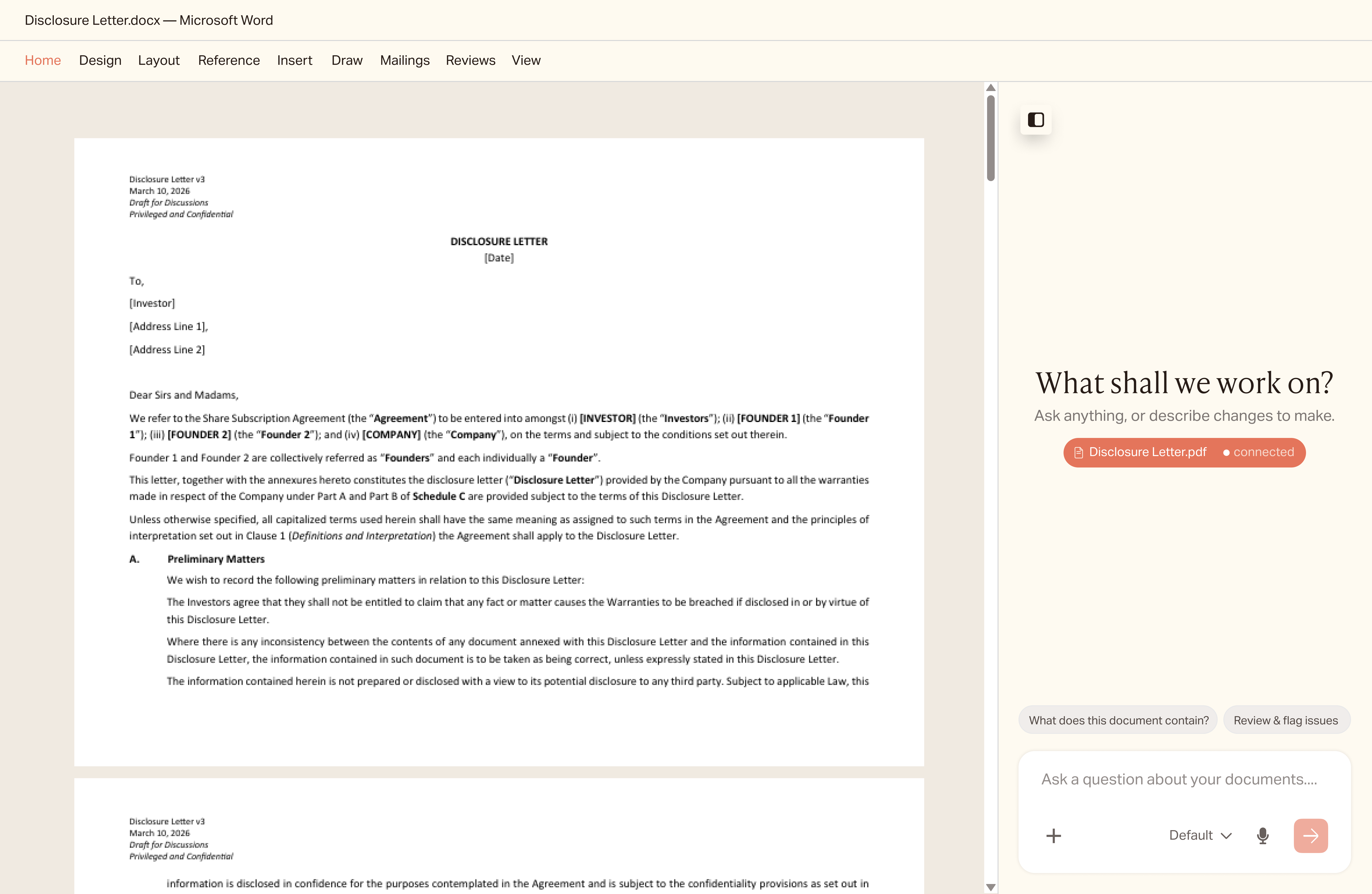 Conqr drafting and redlining inside Microsoft Word